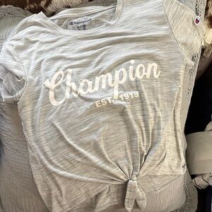 Champion Light Gray Front Knot Logo Tee
